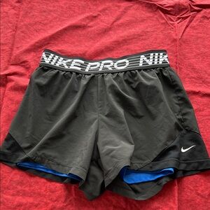 Nike Pro Dri-Fit Black and Blue Athletic Shorts